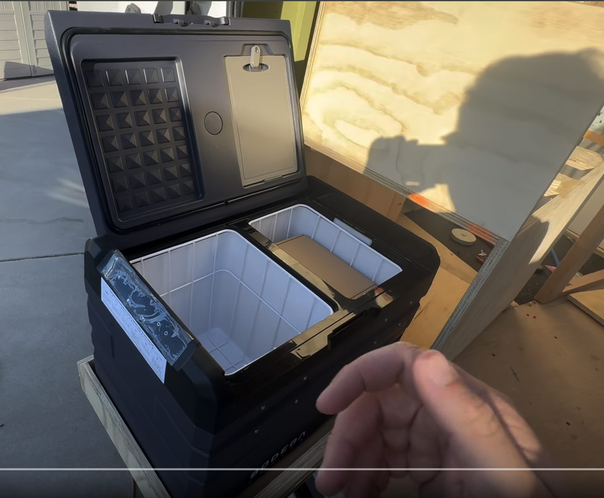 Close-up of the cooler in its custom drawer