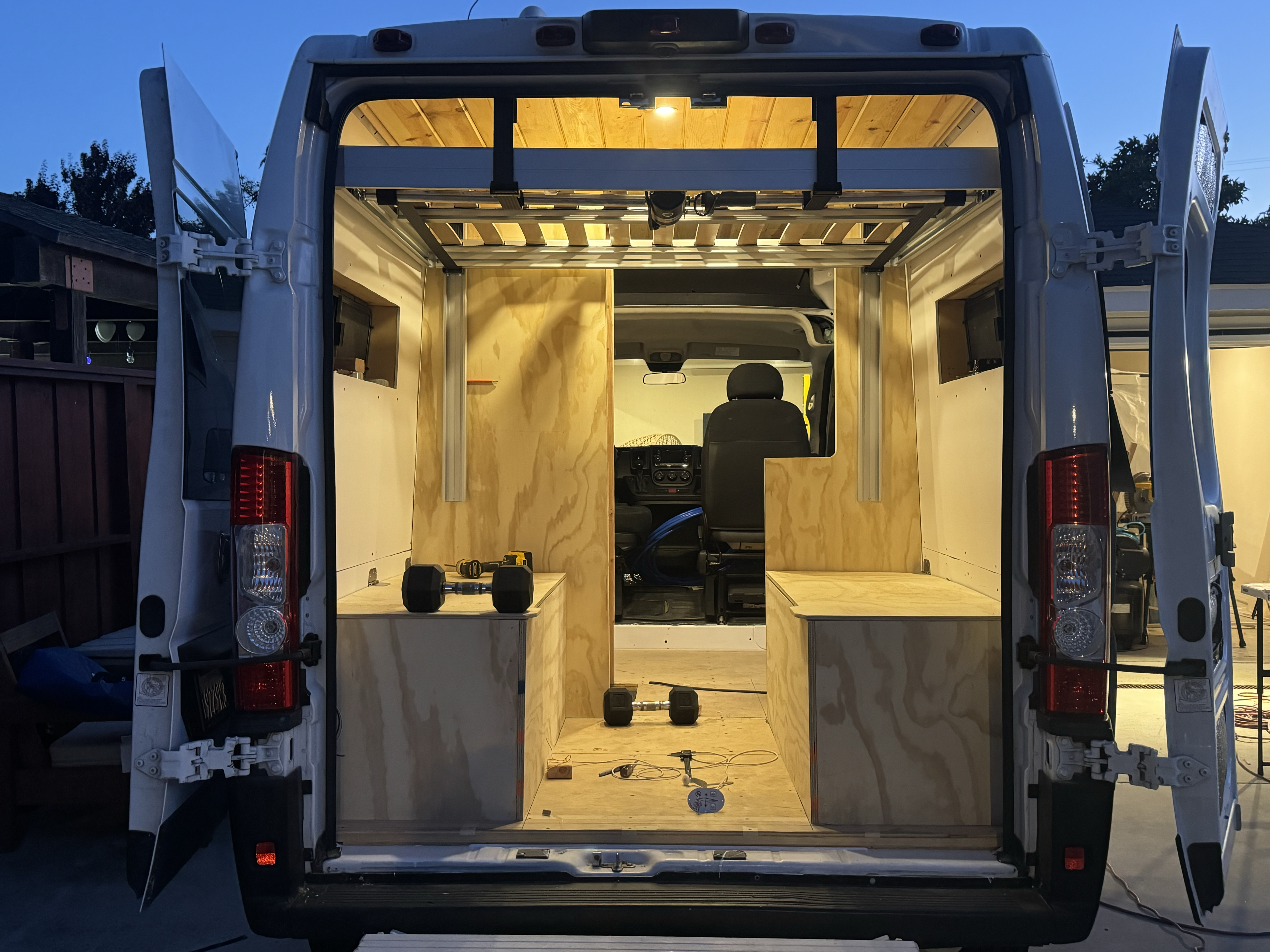 Elevated bed with seating underneath