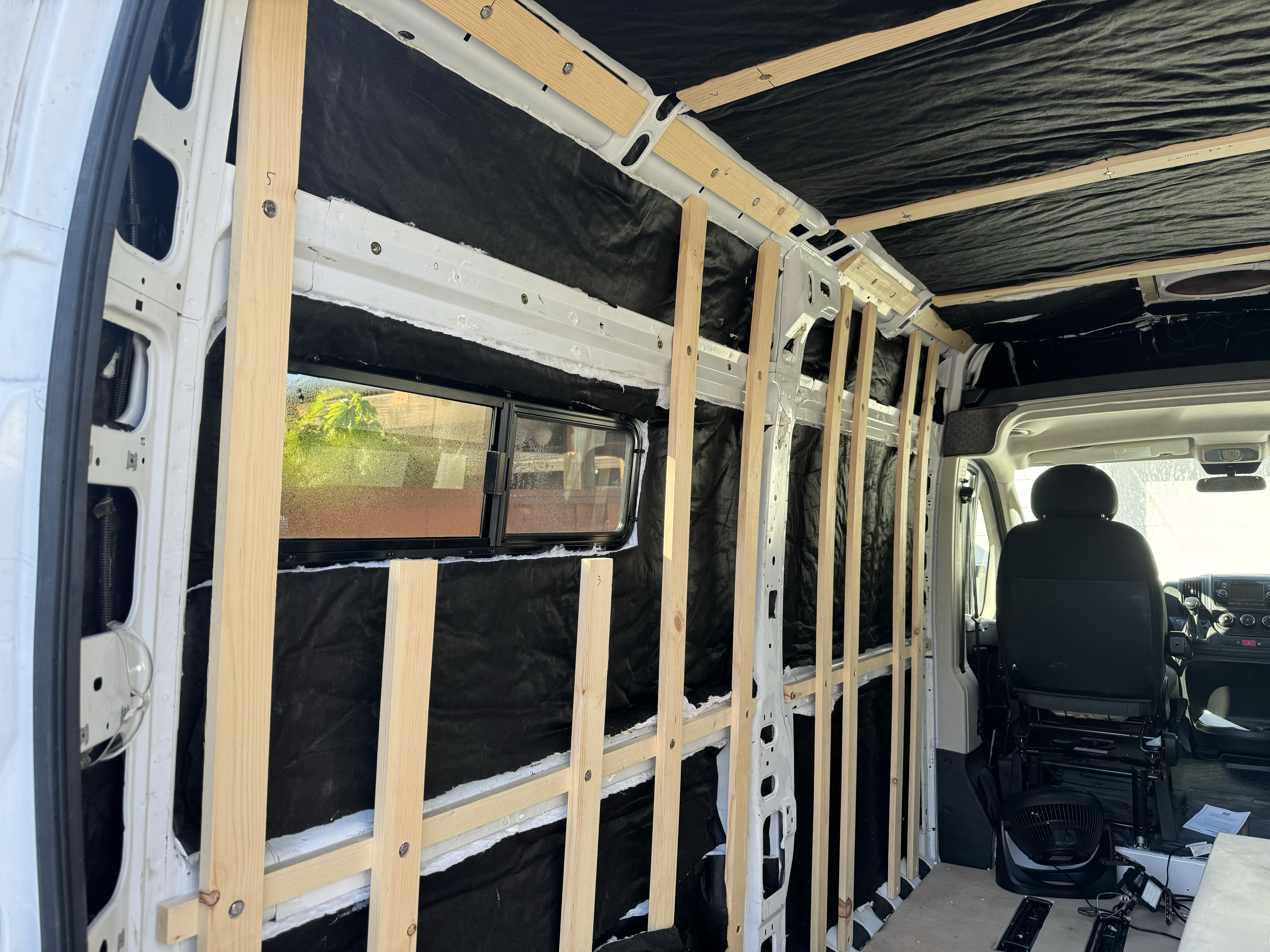 Wood framing being installed