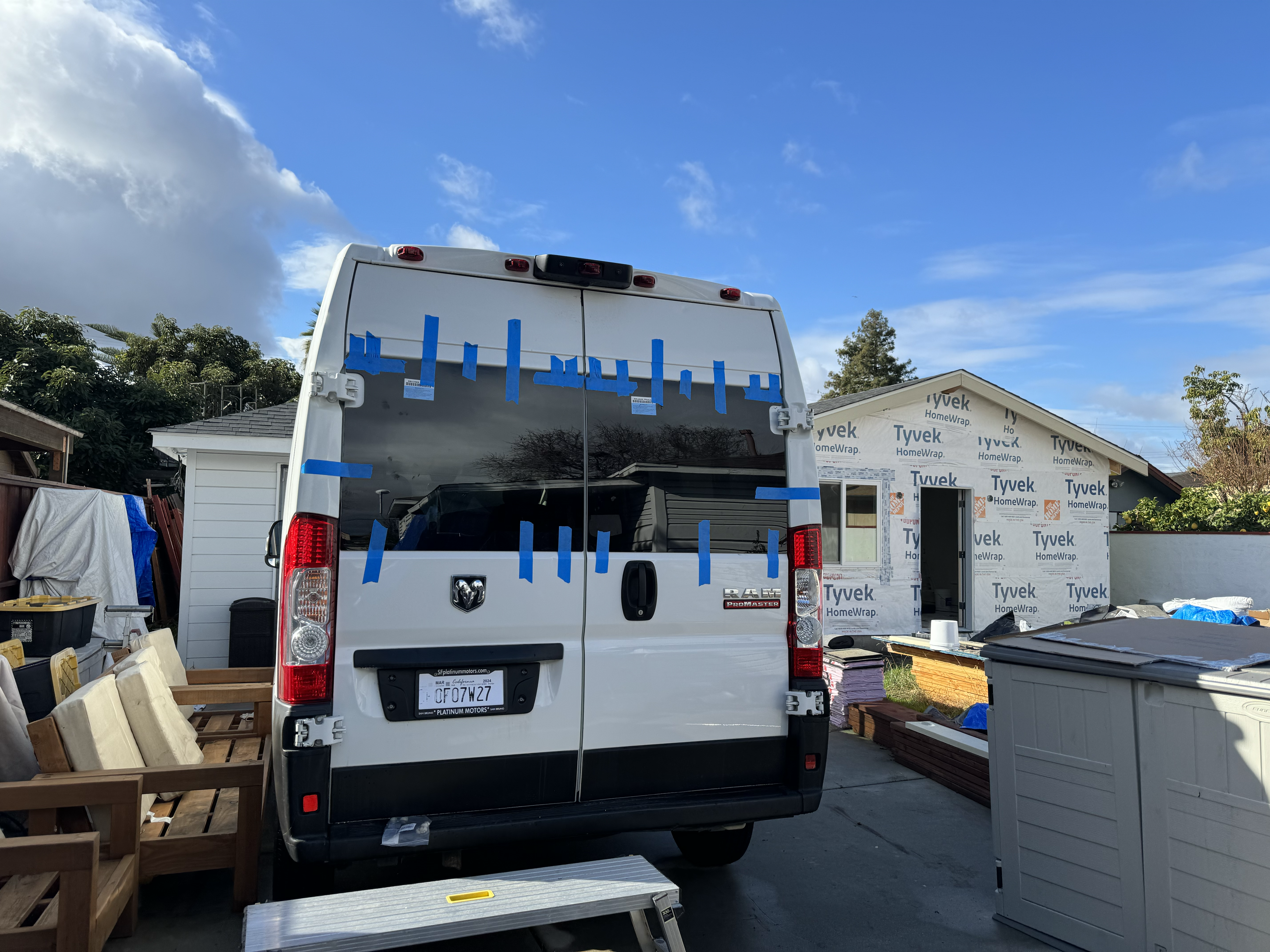 Rear windows being installed