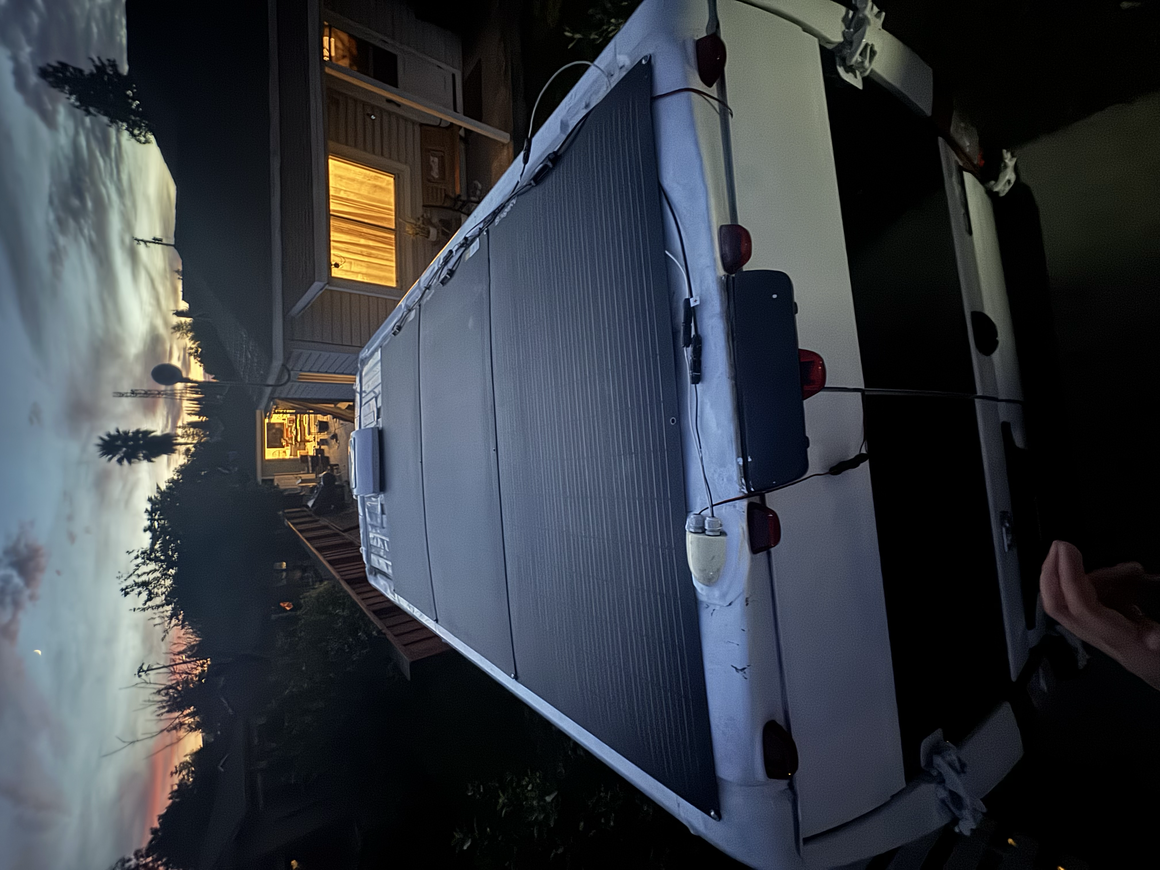 Solar panels installed on the van roof